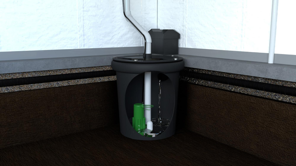 Installing a sump pump and perimeter drainage system in a crawl space.